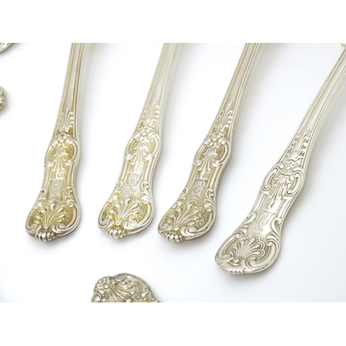 530 - Thirty six associated Victorian silver Kings pattern teaspoons comprising twelve hallmarked London 1... 