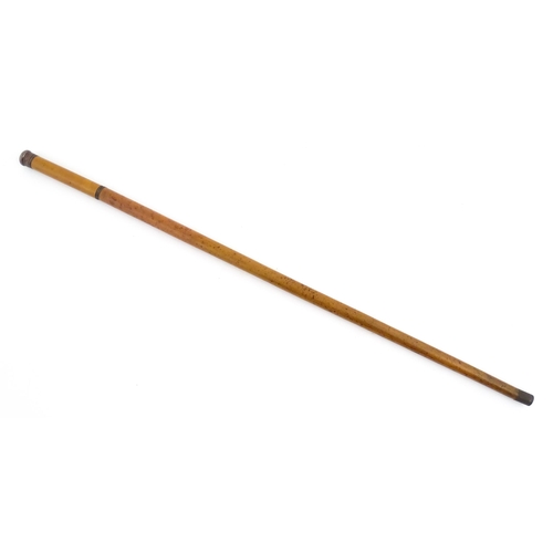 1252 - An early 20thC boxwood walking cane, the removable handle with provision for glass vial. Approx. 35 ... 