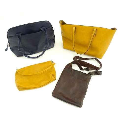 1269 - Vintage fashion:  Four leather handbags to include a mustard coloured Louenhide handbag measuring 10... 