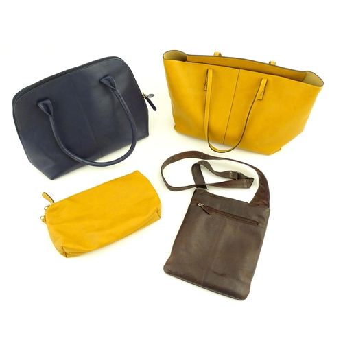 1269 - Vintage fashion:  Four leather handbags to include a mustard coloured Louenhide handbag measuring 10... 