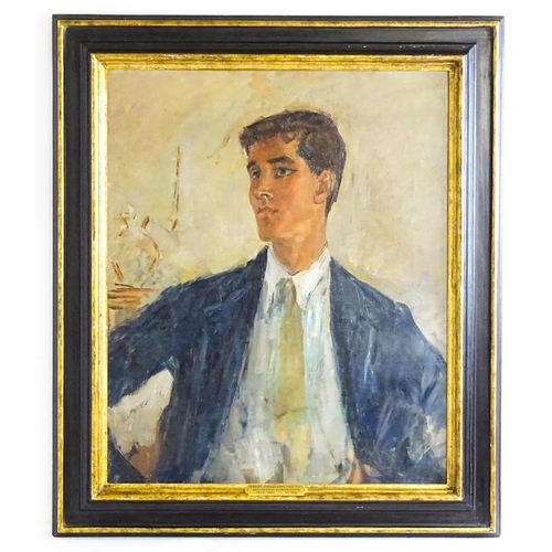 Augustus Edwin John (1879-1961), Oil on canvas, A portrait of Henry John (1907-1935). Ascribed to plaque applied to frame. Bears auction stencils, and James Bourlet & Sons Ltd label verso. Approx. 28" x 23 1/4"