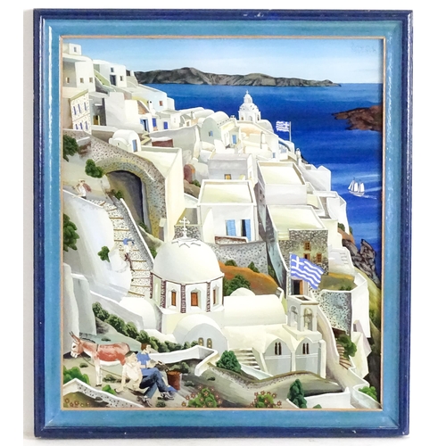 1595 - 20th century, Greek School, Oil on board, A view of the island of Santorini by the Caldera in the Cy... 