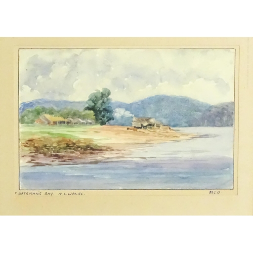 1640 - 19th century, Australian School, Watercolour, Bateman's Bay, New South Wales. Titled and signed with... 