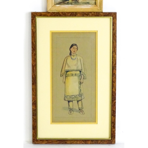 1648 - 19th century, Watercolours, Two portraits comprising a full length portrait of a Native American Ind... 