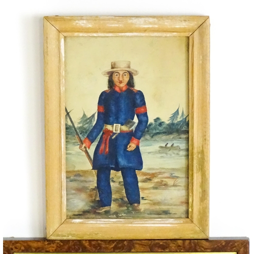 1648 - 19th century, Watercolours, Two portraits comprising a full length portrait of a Native American Ind... 