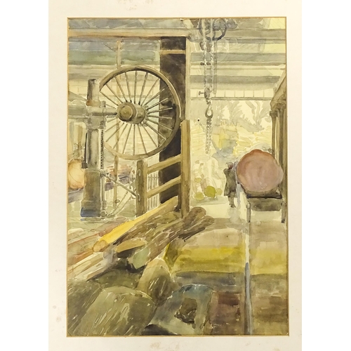 1774 - Helen Dorothy Copsey (1888-1975), Watercolour, Timber Mill. Ascribed verso, titled and dated Duffiel... 