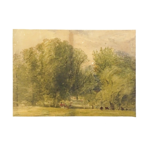 1787 - Manner of David Cox Senior (1783-1859), Watercolour, Soldiers marching through a woodland park with ... 