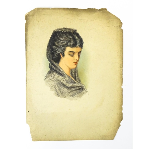 1792 - F. R. Stock, Early 20th century, Watercolour, A portrait of a young Continental lady. Approx. 10