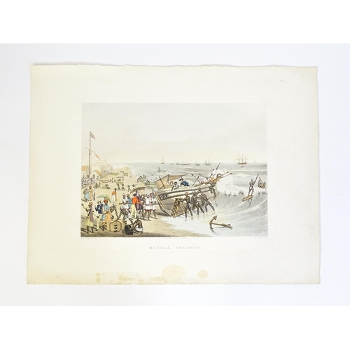 1798 - C. Hunt after J. B. East, 19th century, Hand coloured engraving, Madras Embarking. Published by Acke... 