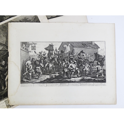 1799 - A folio containing a quantity of 18th century engravings after William Hogarth (1697-1764), to inclu... 