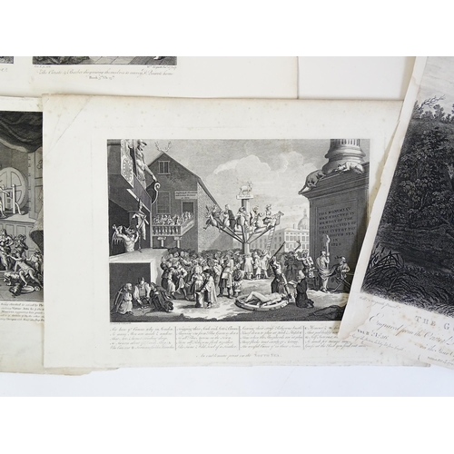 1799 - A folio containing a quantity of 18th century engravings after William Hogarth (1697-1764), to inclu... 