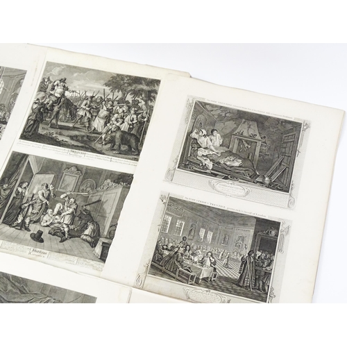 1799 - A folio containing a quantity of 18th century engravings after William Hogarth (1697-1764), to inclu... 