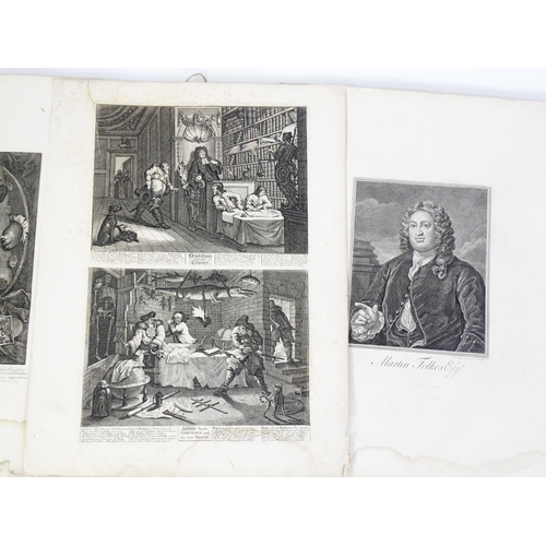 1799 - A folio containing a quantity of 18th century engravings after William Hogarth (1697-1764), to inclu... 