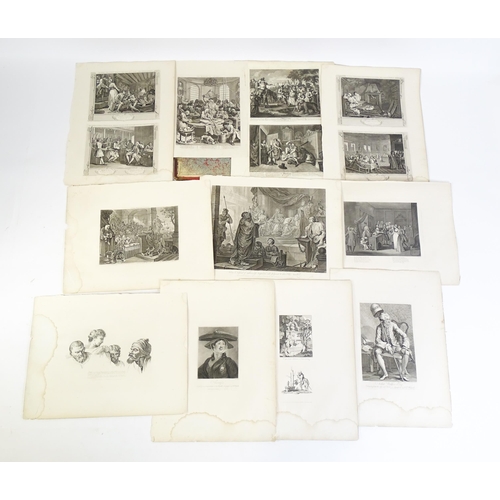 1799 - A folio containing a quantity of 18th century engravings after William Hogarth (1697-1764), to inclu... 