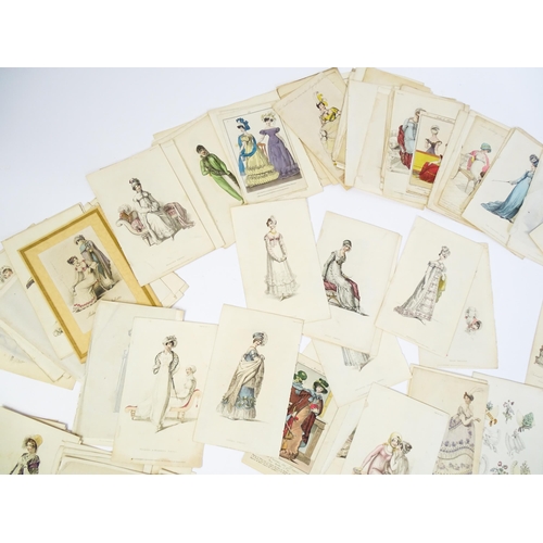 1800 - A large quantity of assorted early 19th century and later engraved fashion plates with hand colourin... 