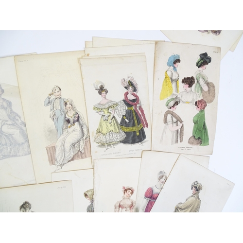 1800 - A large quantity of assorted early 19th century and later engraved fashion plates with hand colourin... 