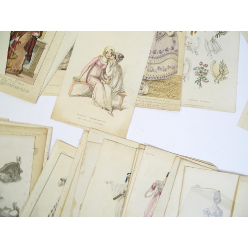 1800 - A large quantity of assorted early 19th century and later engraved fashion plates with hand colourin... 