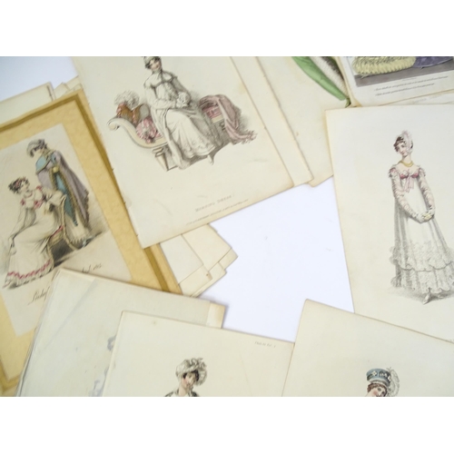 1800 - A large quantity of assorted early 19th century and later engraved fashion plates with hand colourin... 