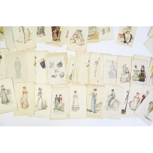 1800 - A large quantity of assorted early 19th century and later engraved fashion plates with hand colourin... 