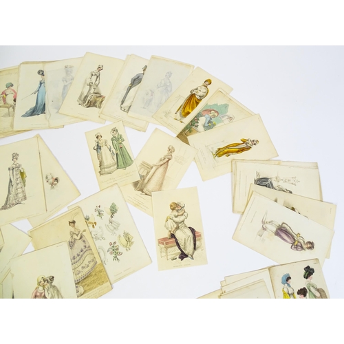 1800 - A large quantity of assorted early 19th century and later engraved fashion plates with hand colourin... 