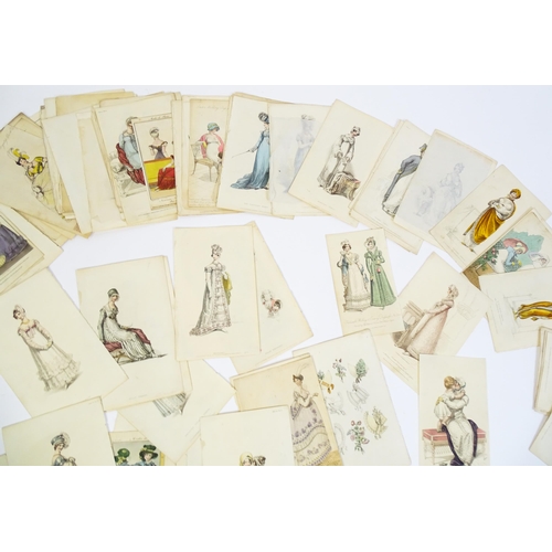 1800 - A large quantity of assorted early 19th century and later engraved fashion plates with hand colourin... 