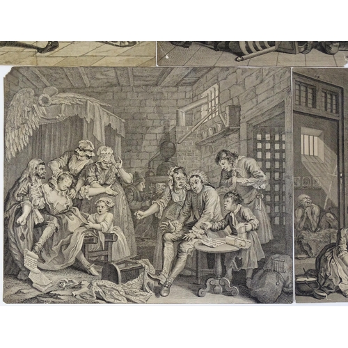 1801 - After William Hogarth (1697-1764), Engravings, The Rake's Progress, Plates 1-8 - The Young Heir Taki... 