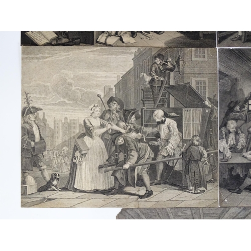 1801 - After William Hogarth (1697-1764), Engravings, The Rake's Progress, Plates 1-8 - The Young Heir Taki... 