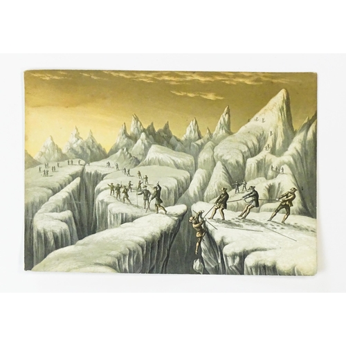 1802 - After George Baxter (1804-1867), Colour print, The Glacier du Taconnay, A stage from the mountaineer... 