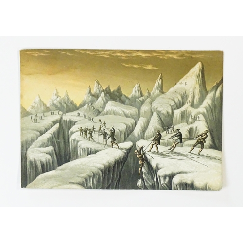 1802 - After George Baxter (1804-1867), Colour print, The Glacier du Taconnay, A stage from the mountaineer... 