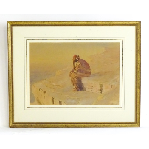 1845 - J. H. Sharp (1859-1953), American School, Watercolour, An American Indian warrior looking over the p... 