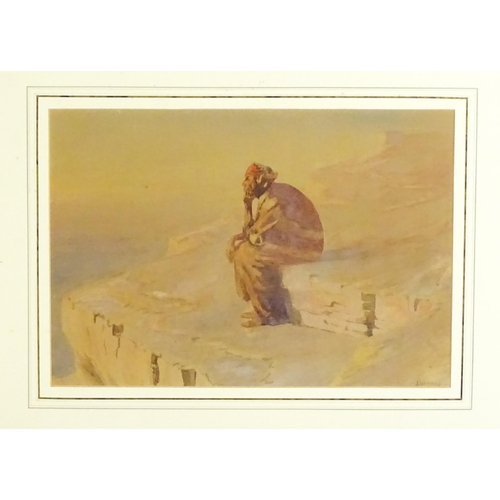 1845 - J. H. Sharp (1859-1953), American School, Watercolour, An American Indian warrior looking over the p... 