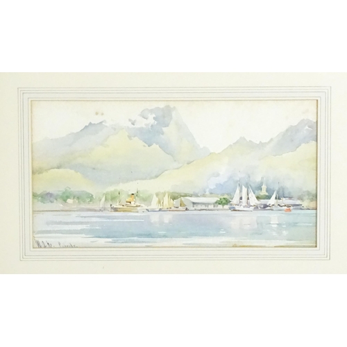 1847 - William Alistair MacDonald (1861-1956), Watercolour, Sailing ships by the Port of Papeete with mount... 