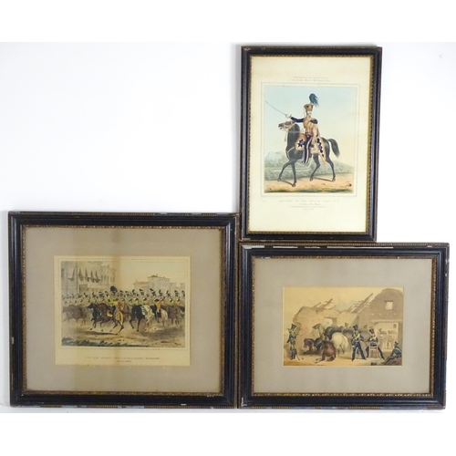 1849 - 19th century, Three military lithographs depicting The Queen's Hussars to include one titled Officer... 