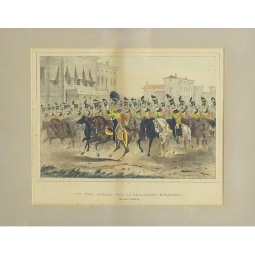 1849 - 19th century, Three military lithographs depicting The Queen's Hussars to include one titled Officer... 