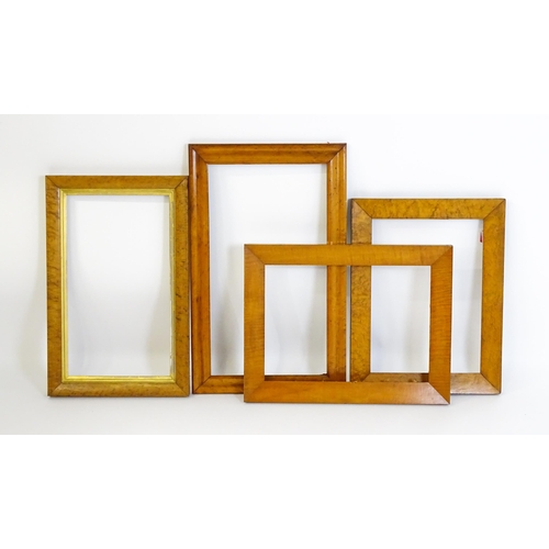 1853 - Four various 20thC maple picture frames. Largest aperture approx. 26 1/4