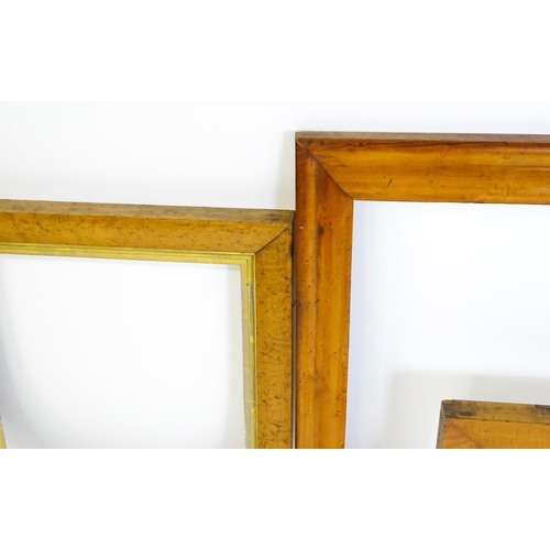 1853 - Four various 20thC maple picture frames. Largest aperture approx. 26 1/4