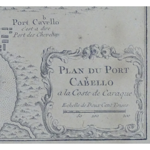 1855 - Map: An 18thC engraved map of Venezuela titled Plan du Port Cabello a la Coste de Caraque, after Jac... 