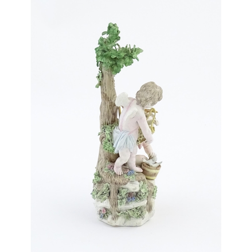 202 - A Derby bisque figural group Cupids Fishing representing Water from The Elements series. Marked unde... 