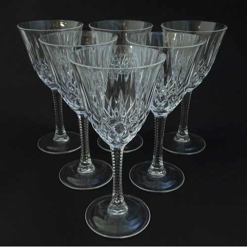 286 - A set of 6 cut crystal wine glasses Approx 7 1/4