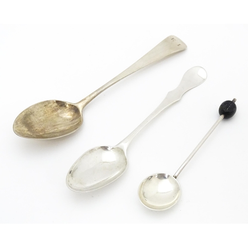 481 - Three various silver spoons to include a 19thC teaspoon hallmarked London 1814, maker William Batema... 