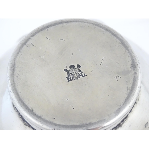 1054 - A Keswick School of Industrial Arts (KSIA) Firth Staybrite pin dish with hammered and punchwork deta... 