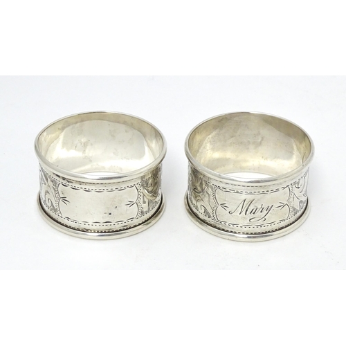 308 - Two silver napkin rings hallmarked Birmingham 1930, maker John Rose. (2)