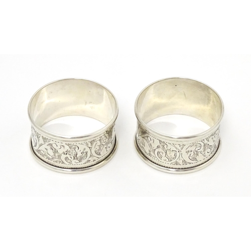 308 - Two silver napkin rings hallmarked Birmingham 1930, maker John Rose. (2)