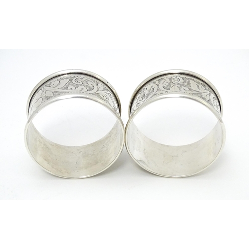 308 - Two silver napkin rings hallmarked Birmingham 1930, maker John Rose. (2)