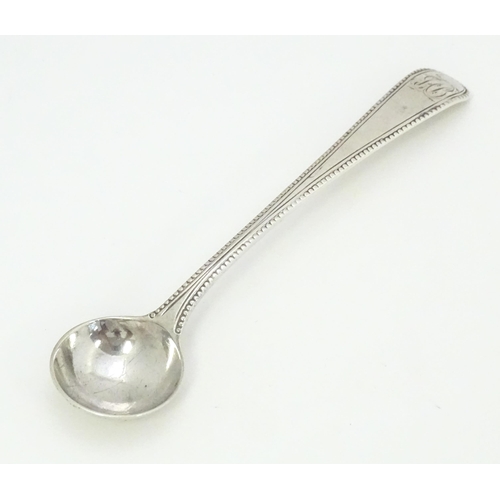 313 - A silver Old English pattern bead edge salt spoon hallmarked London 1783. Approx. 4