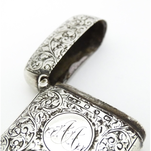 342 - A Victorian silver vesta case with engraved acanthus scroll decoration hallmarked Birmingham 1896, m... 