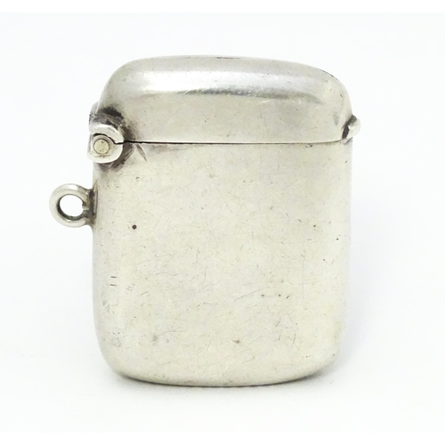 349 - A silver vesta case hallmarked Birmingham 1910, maker W J Myatt & Co. Approx. 1 1/2