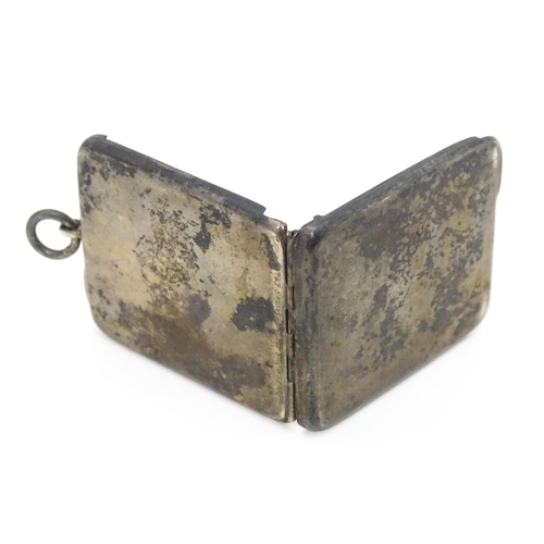 362 - A silver shooting butt marker case of slim form, opening to reveal a gilded interior with two five s... 