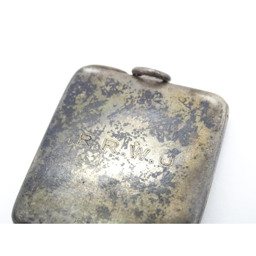 362 - A silver shooting butt marker case of slim form, opening to reveal a gilded interior with two five s... 