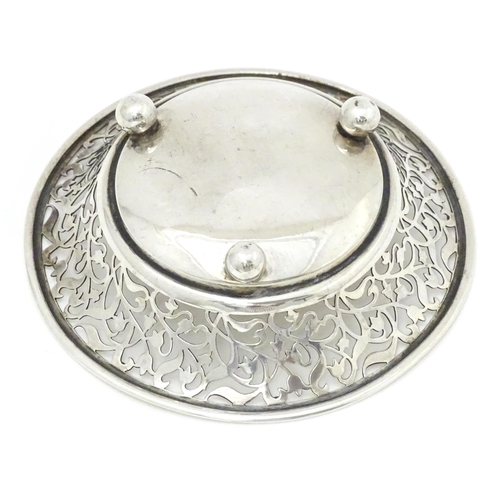 367 - A silver pin dish of circular form with open work detail, hallmarked Birmingham 1921 maker Gorham Ma... 